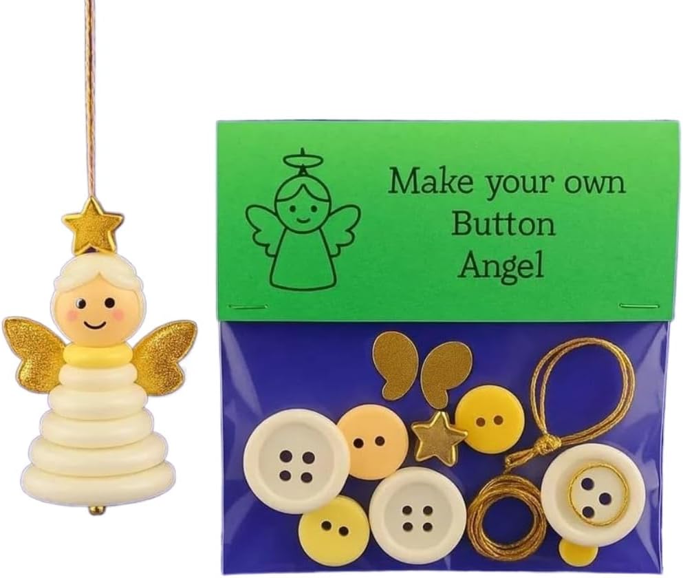 DIY Christmas Button Ornament Making Set - Snowman/Santa/Angel, Fun Holiday Craft Kit for All Ages, Ideal Xmas Tree Hanging Decor & Festive Gifts (6pcs-D)