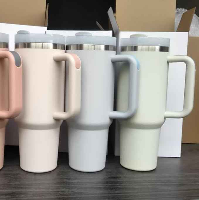 40oz Insulated Travel Mug Tumbler With Handle and Straw,Stainless Steel Double Wall Vacuum Cup Keep Drink Cold and Hot (Champagne#)