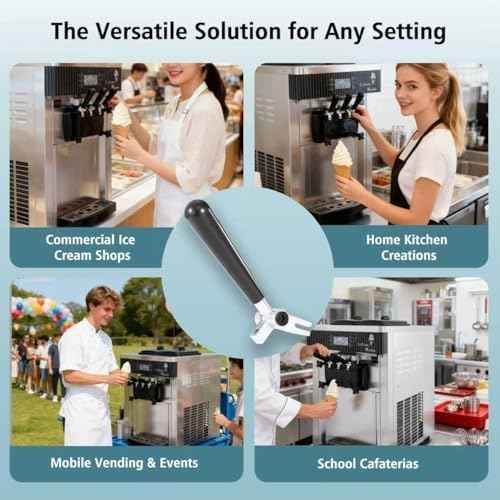 3-Pack Metal Replacement Handles Compatible with Vevor Soft Serve Ice Cream Machine, 3-Handle Set for Front Panel, Fits Square Hole Valve Rod, Commercial Dispenser Repair Kit