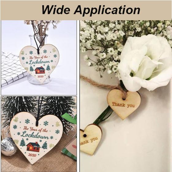 QMTSINEW 100 Pcs Blank Heart-Shaped Wooden Keychain Set,Unfinished Heart Wooden Circles with 100Pcs Key Rings Personalized Wood Keychain Key Ring Key Tags DIY Keychain Supplies for Craft