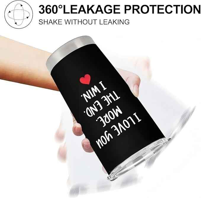 "I Love You More The End Win Black Tumbler with Lid and Straw, Stainless Steel Vacuum Insulated,Romantic Gift For Couples Anniversary Valentine's Day