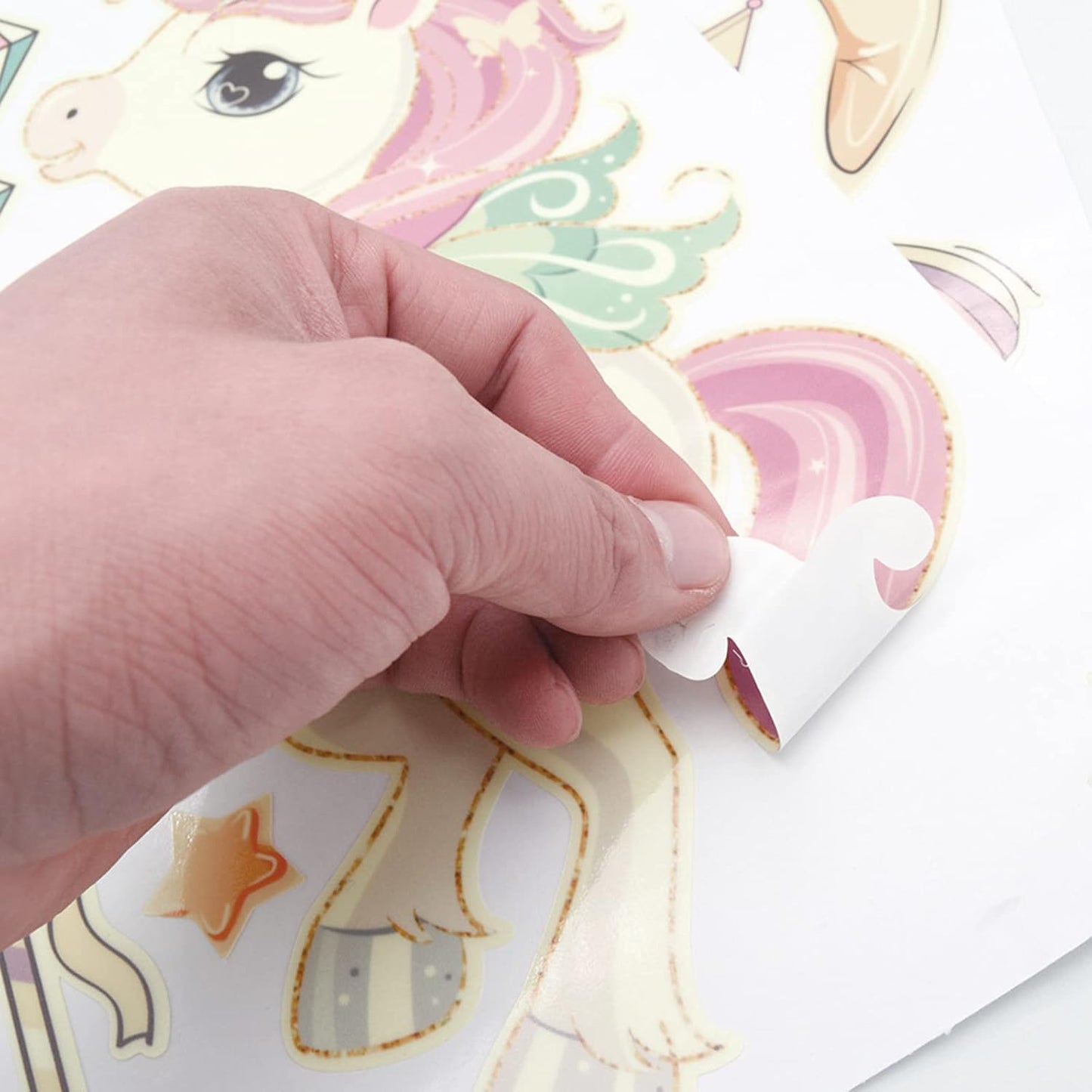 Glow in The Dark Stars and Unicorn Wall Decals, Glowing Castle Moon and Rainbow Stickers, 174 pcs Luminous Ceiling Decor for Kids Bedroom, Decoration for Girls and Boys Room (Blue)