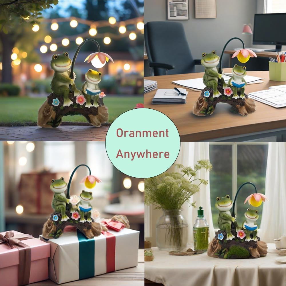 Garden Decor Solar Light, Resin Frog Statue Outdoor Decoration, Garden Statue for Outside Clearance, Balcony, Front Porch, Yard Ornaments, Patio