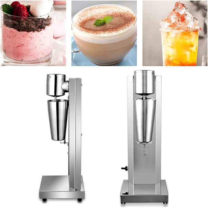 Electric Milkshake Maker, Ice Cream Mixer Machines, 110V Commercial Drink Smoothie Blender for Coffee Shops, Tea Stores to Making Fruit Tea, Coffee, Stirred Drinks (1 Head 650ml)
