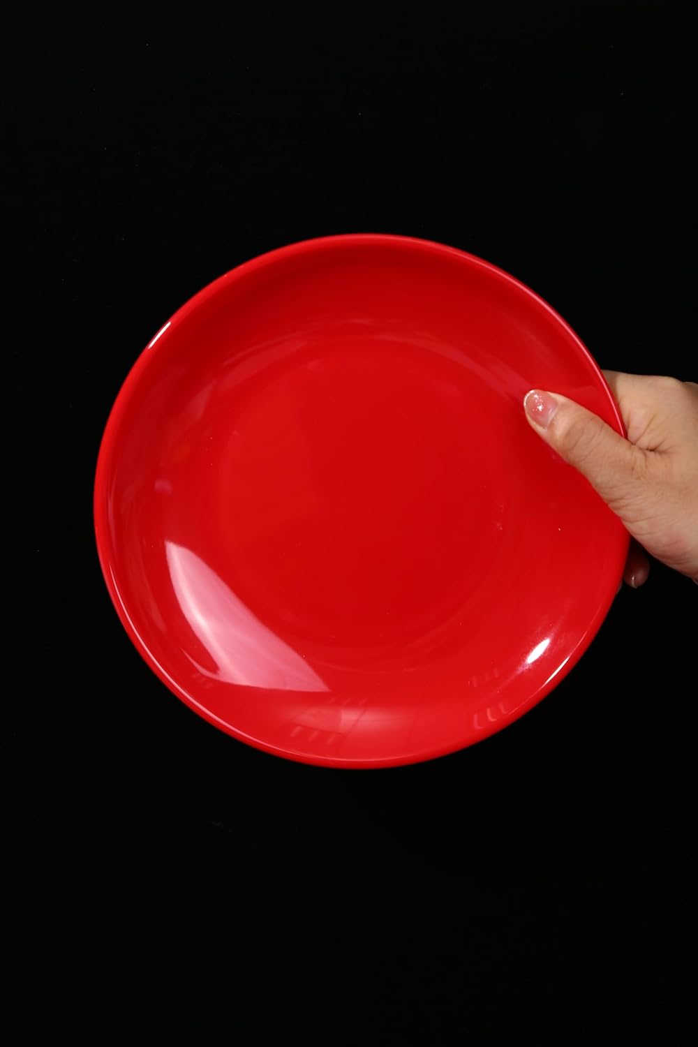 Premium Melamine Dinnerware Set, 4-Piece Plate Set - Red; BPA Free (RED, 9.8 INCHES)