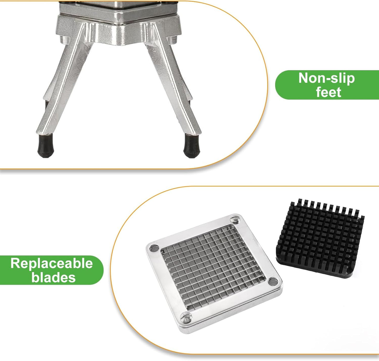 Commercial Chopper Vegetable Cutter Fruit Dicer Heavy Duty Stainless Stee Dicer Cutter Onion Chopper Professional Food Dicer for French Fry Tomato Peppers Potato (1/4″ Blade)