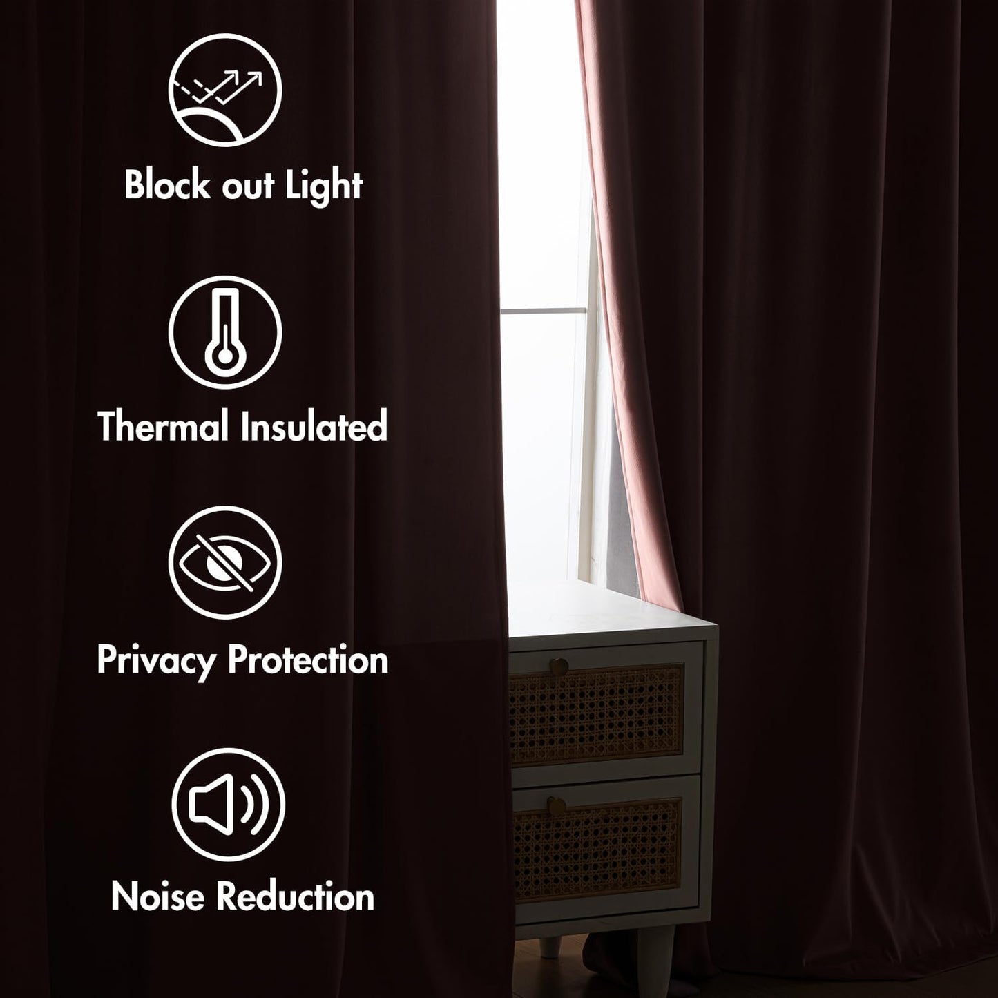 MIULEE Baby Pink Velvet Curtains 96 inches 2 Panels - Luxury Room Darkening Window Drapes for Bedroom Living Room Thermal Insulated Super Soft Blackout, Back Tab Rod Pocket Pinch Pleated, W52 x L96