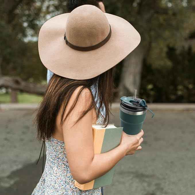 SPLMIFA Travel Coffee Mugs Leak-Proof, Reusable Coffee Cups with Lids, Stainless Steel Vacuum Insulated Coffee Tumblers, Thermal Insulation Cups for Men and Women Hot & Cold Drinks(4th-Green, 16OZ)