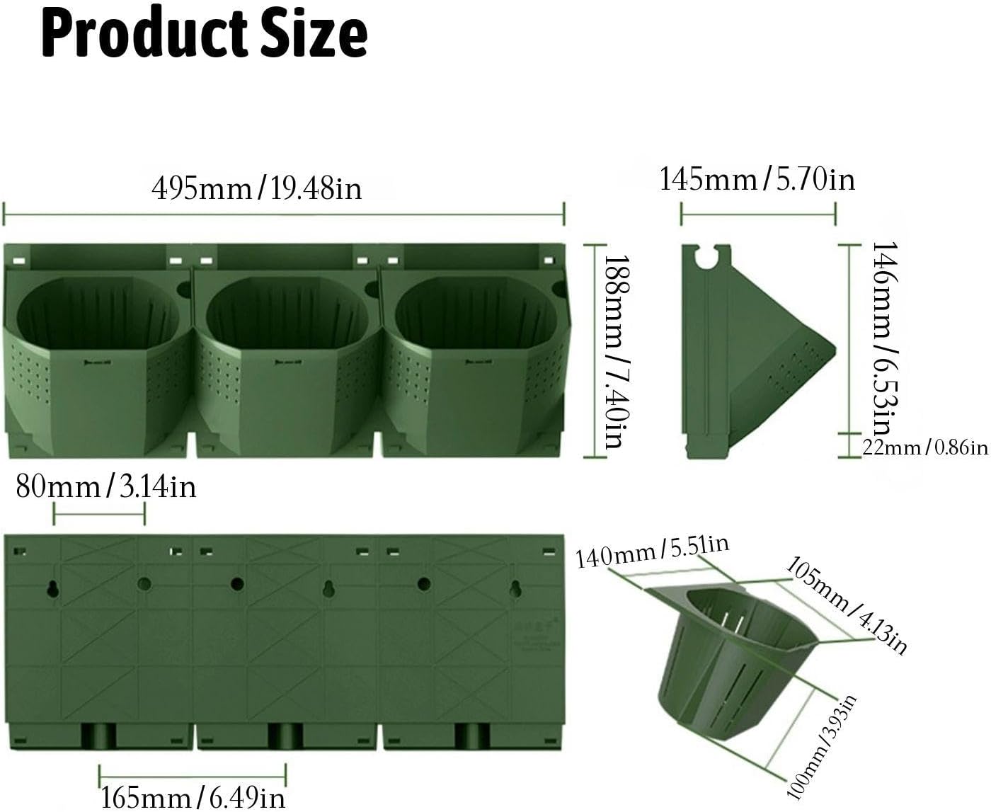 36 Pockets Living Wall Planter Indoor, Self Watering Wall Hanging Planters for Outdoor Plants Stackable, Cascading Vertical Planter Garden (wall Planter 36)