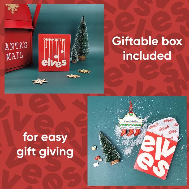 3D Road Trip Bears Family of 4 Ornament 2025 Personalized Family Christmas Ornaments 2025 | Snowy Tree Red Truck Personalized Tree Ornaments for Grandchildren, Siblings & Grandkids of Four Ornament