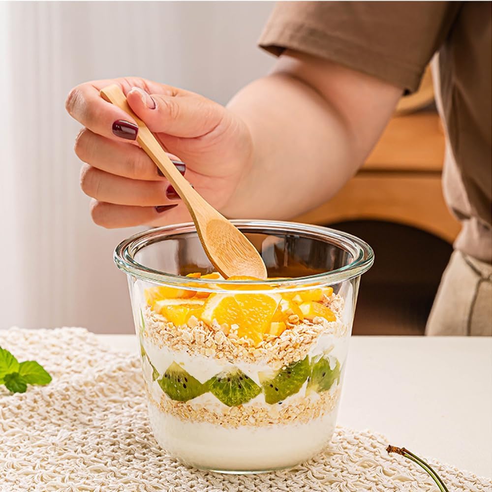 H.JSS WDJS 24 Oz Round Glass Food Storage Container set, 3 Cup Round Glass Soup Container with Airtight Lids BPA free, Borosilicate Storage Bowls, Dishwasher Microwave Freezer Safe (2 Pack)