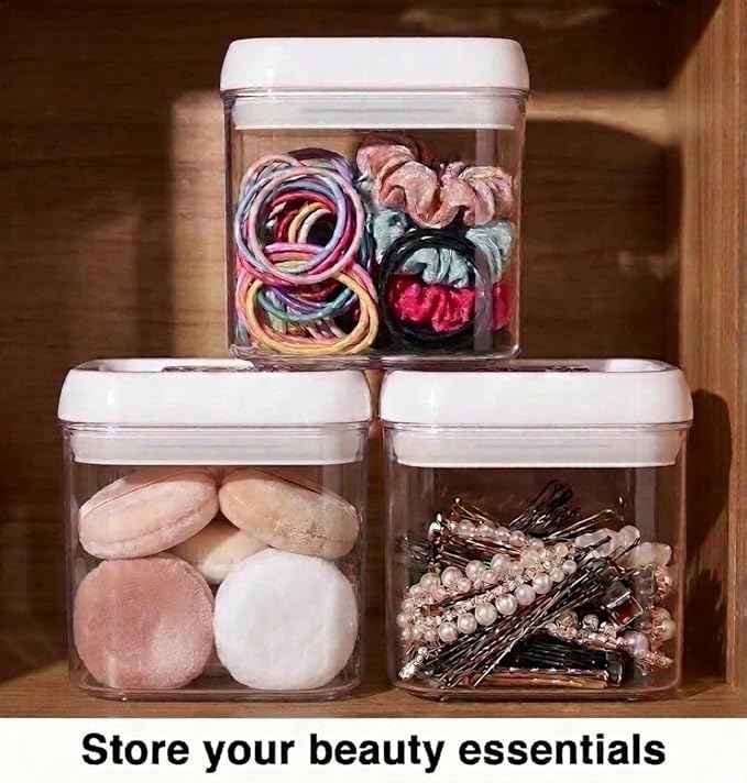 Felli Flip Tite Food Storage Container 4" Medium Size Airtight Lid Lock Top, Stackable Kitchen Canister for Space Saving, Pantry Fridge Cupboard Organizer, Spice Seasoning Pet Treats Snack (0.5 qt)