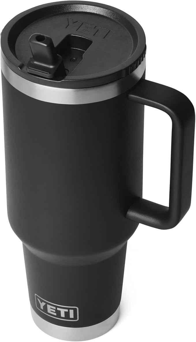 YETI Rambler 40 oz Travel Mug with Flip Straw Lid – Stainless Steel, Vacuum Insulated, Leakproof, Cup Holder Friendly