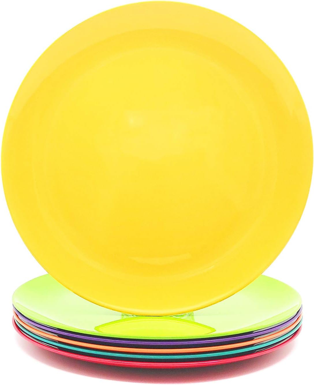 KOXIN-KARLU Melamine Plates, 10.5-inch Dinner Plates Dinnerware Dish, set of 6 in 6 Assorted Colors | 100% Melamine, Dishwasher Safe, BPA Free