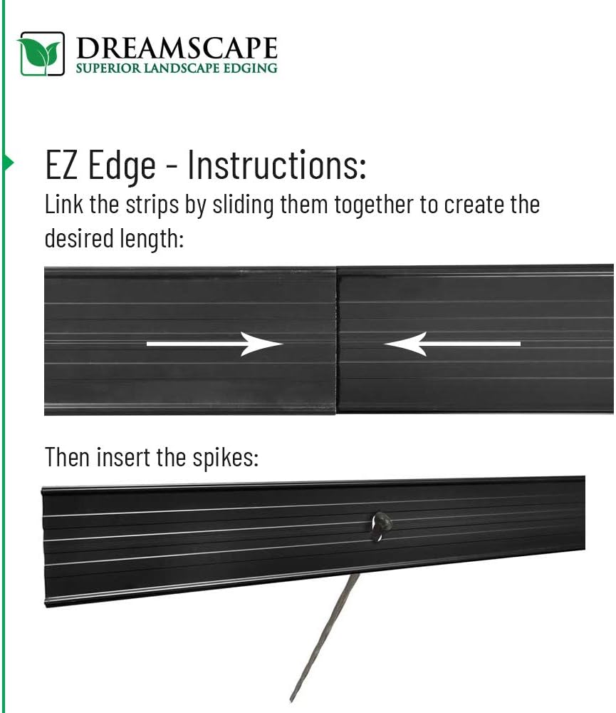 Dreamscape E-Z Edge Aluminum Landscape Edging - 4 Strips, 6ft Each (24ft Total), Black Painted - Professional Quality Landscaping Border, Metal Divider for Lawn, Garden, Flowerbed