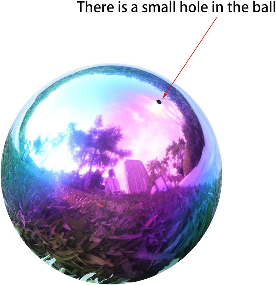 Kesywale Rainbow Gazing Globe Mirror Balls for Garden Home Stainless Steel Shiny Hollow Sphere Sparkling Outdoor Ornament (6 Inch)