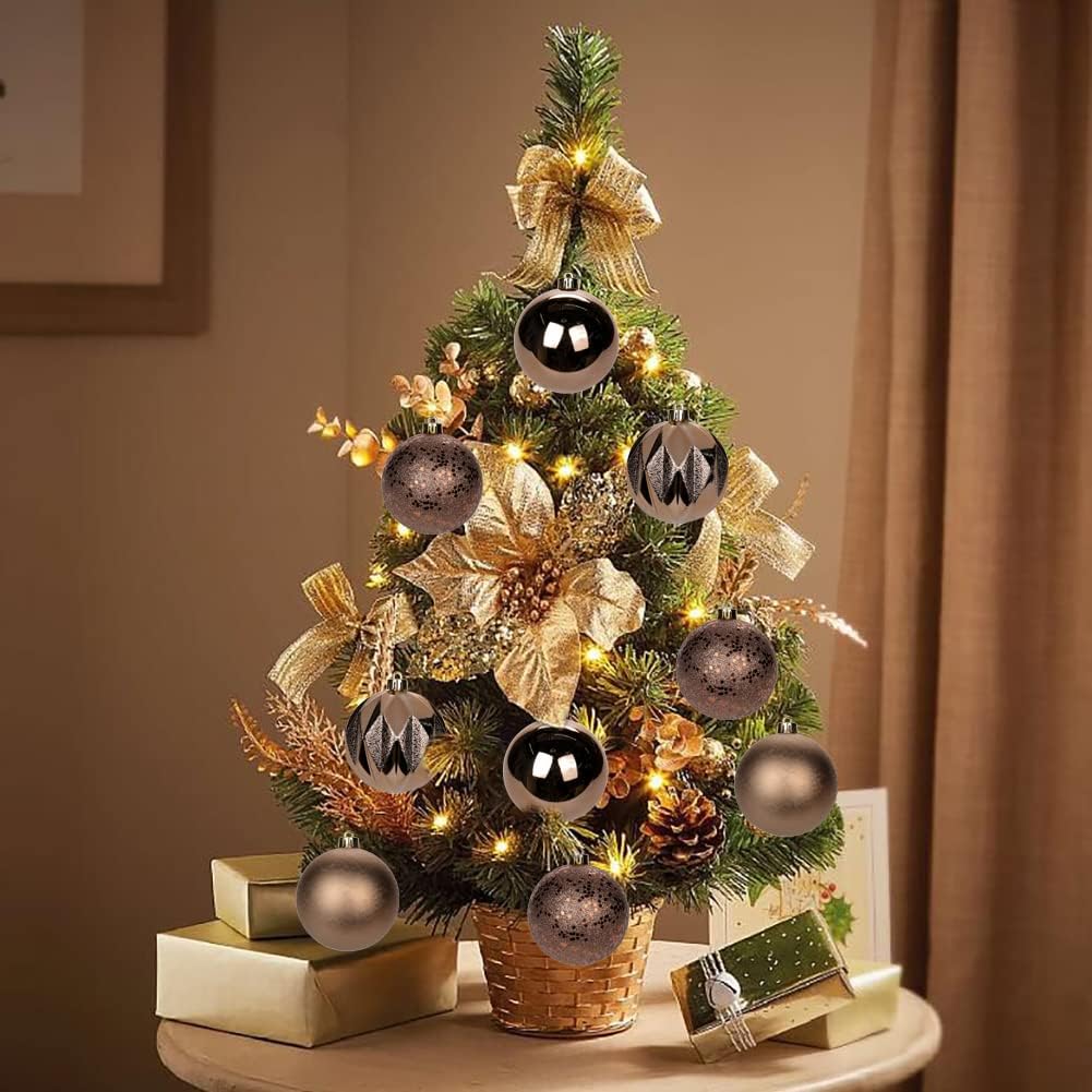 12PCS 3.15" Christmas Ball Ornaments Shatterproof Brown Christmas Tree Decorations Xmas Tree Balls Halloween Ornaments Décor