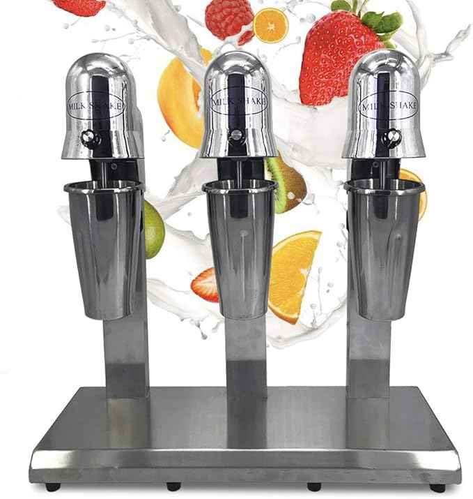 Electric Milkshake Maker, Ice Cream Mixer Machines, 110V Commercial Drink Smoothie Blender for Coffee Shops, Tea Stores to Making Fruit Tea, Coffee, Stirred Drinks (3 Head 800ml)
