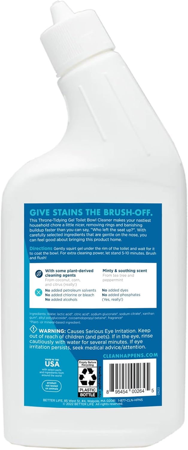 Better Life Toilet Bowl Cleaner - Tea Tree & Peppermint Scent Cleaning Gel - Liquid Bathroom Cleaners for Household - 24oz