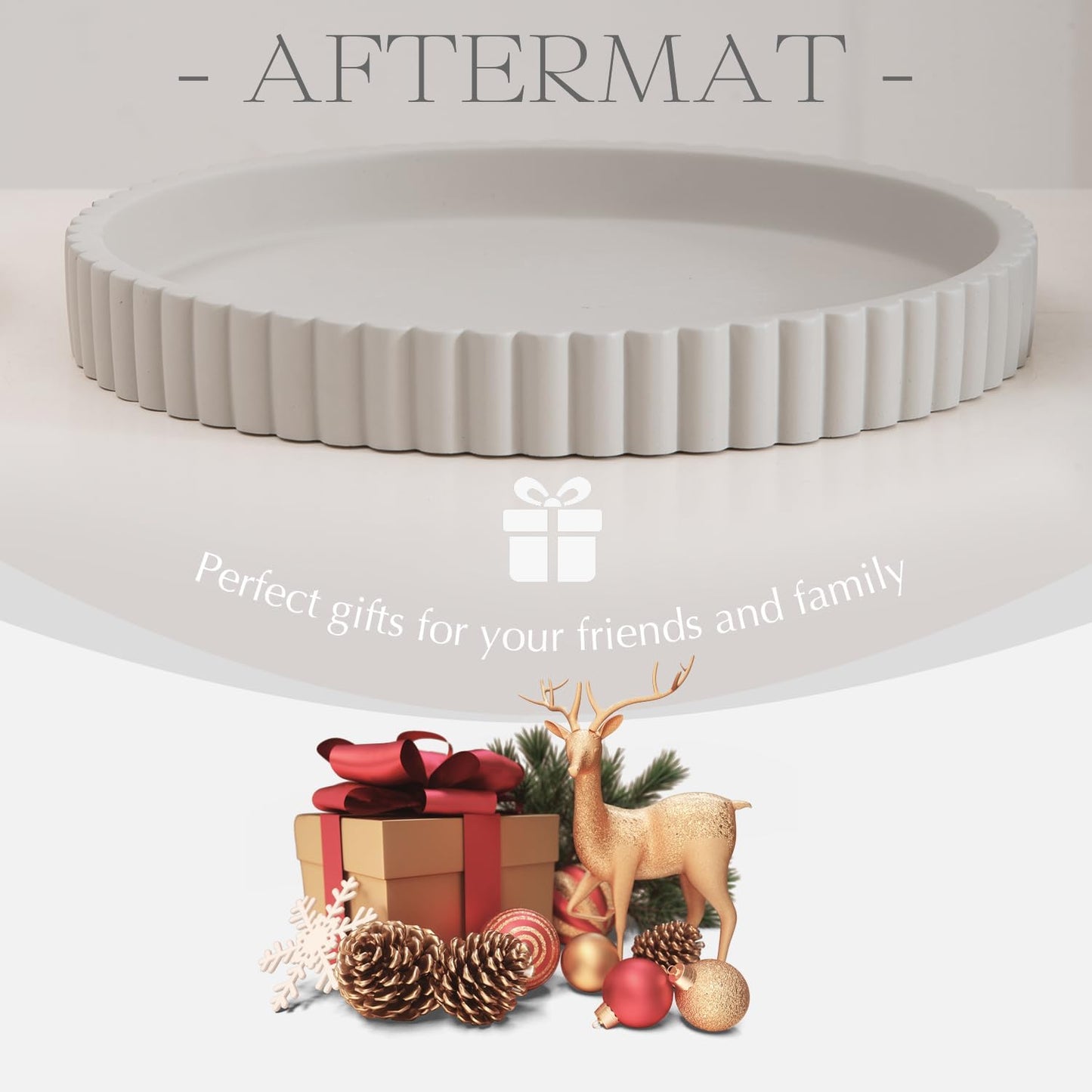 Decorative Tray for Coffee Table, Living Room, Side Table, 2 Packs 11" Gray Round Concrete Home Decor Serving Trays for Accent Table, Console Table