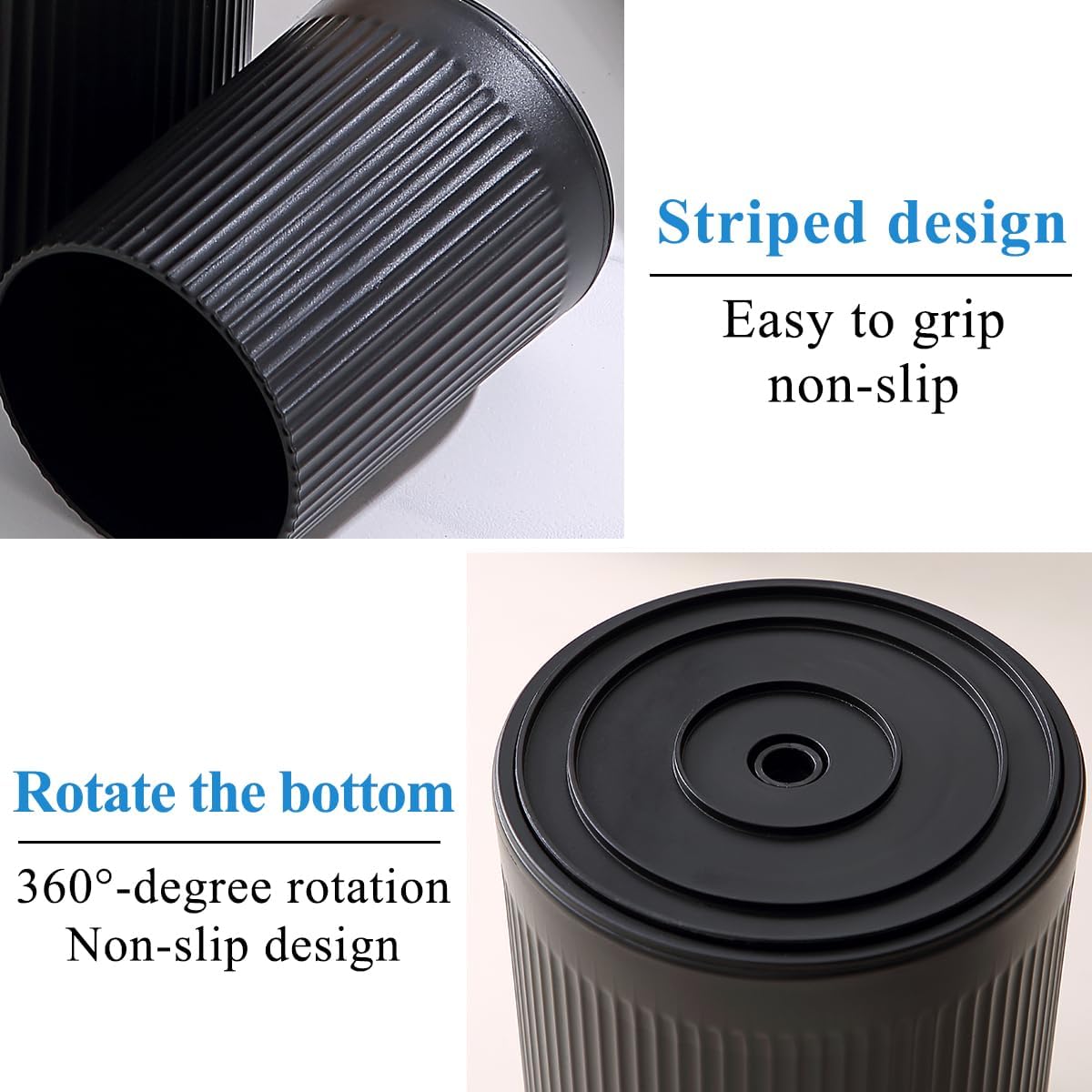 Kyraton Cooking Utensils Holder 2pcs, 360° Rotating Heavy Duty Plastic Kitchen Utensil Holder for Countertop, The Small Utensil Crock for Cutlery Silverware, Tooth Brush, Desk Pencil Pen