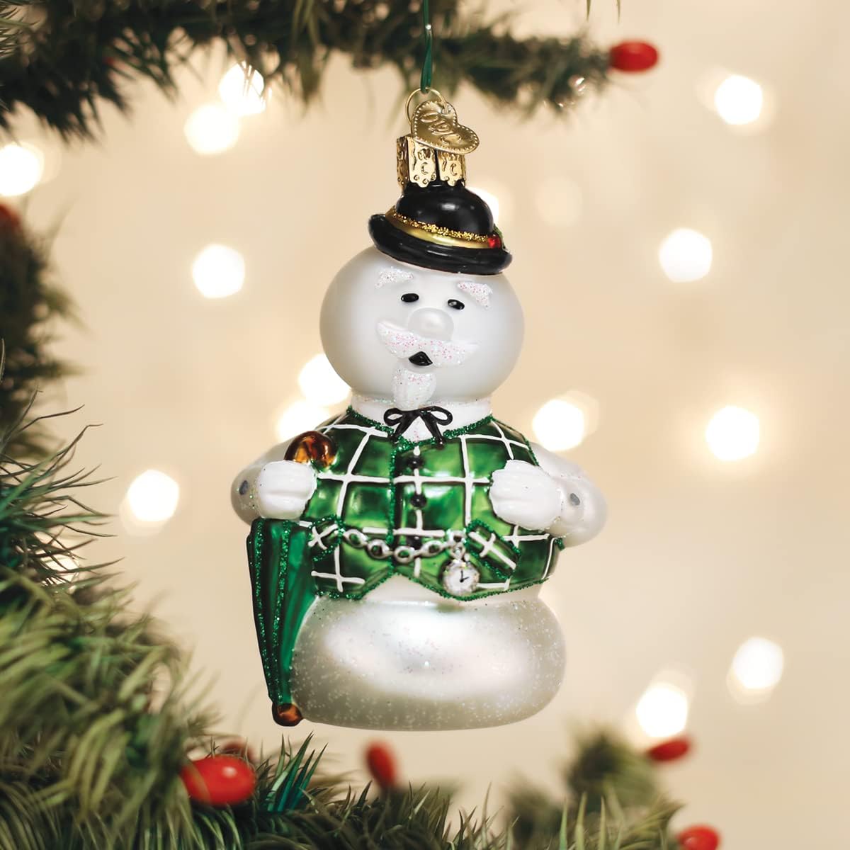 Old World Christmas Sam The Snowman Glass Blown Ornament for Christmas Tree