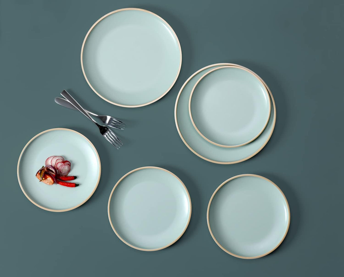 Melamine Dinnerware Sets, Plates and Bowls Sets 12 Pcs, Melamine Plates, Dish Set for 4, Unbreakable Dinnerware Set for Party, BPA Free, Suitable Indoors and Outdoors (Mint Green)