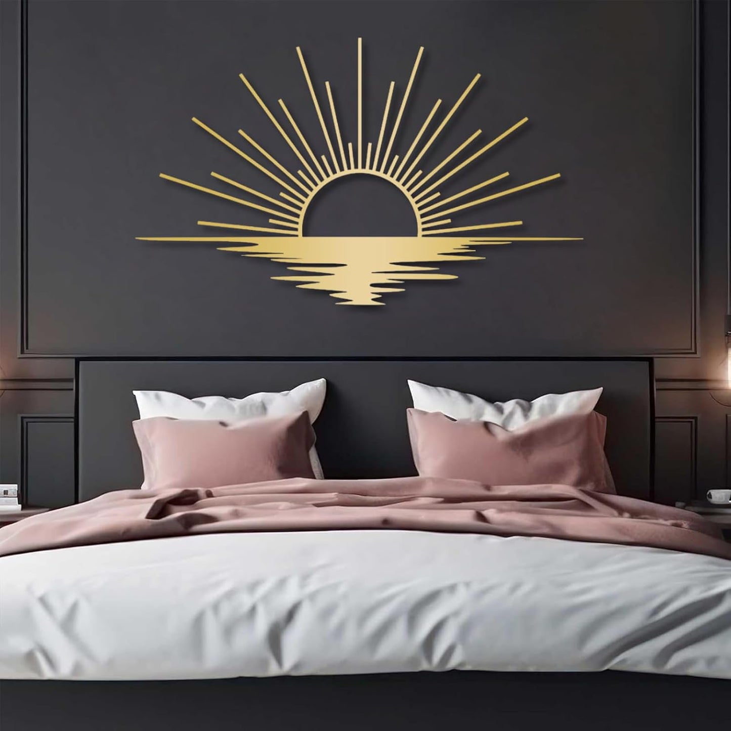 Sunrise Metal Wall Art, Metal Sun Wall Decor, Metal Sun Outdoor Decor, Large Metal Sun Wall Art, Sun Wall Art, Boho Sun Wall Art, Sunshine Metal Sign, Living Room Bedroom Wall Hangings (Silver, 35"x 20"| 90x53cm )