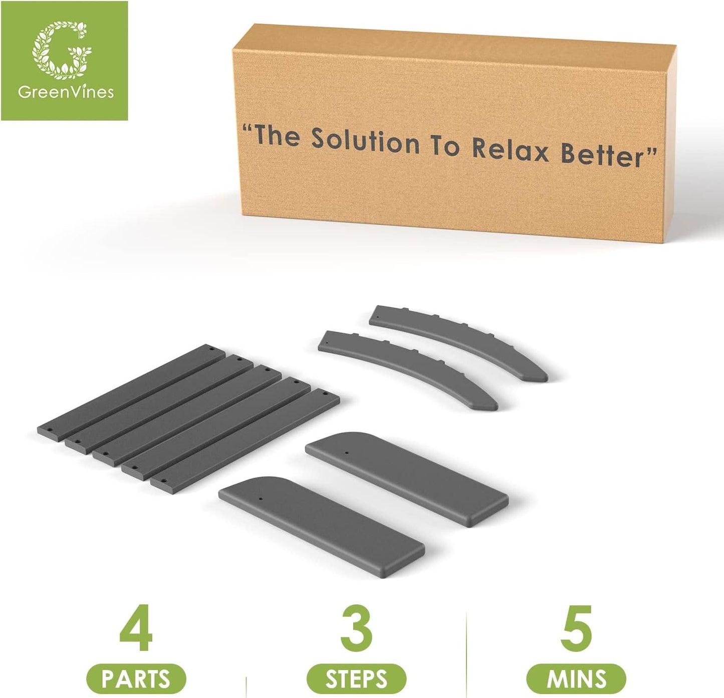 GREENVINES Adirondack-Ottoman | Set of 2 | HDPE Plastic | Outdoor Footrest | All Weather | Foot Rest | Foot Stool | Grey | for Adirondack Chair | for Patio Backyard Pool