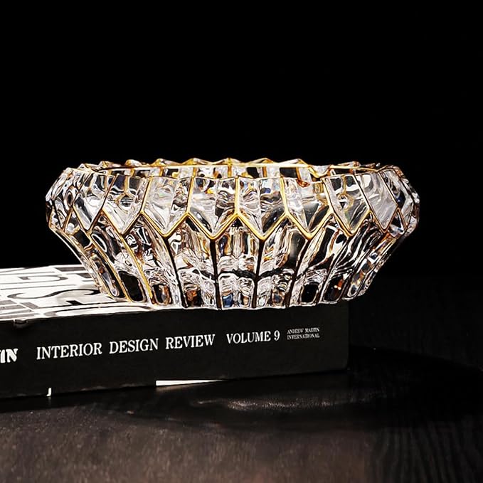 MAGCOLOR Hand Painted Gold Crystal decorative bowl for kitchen and indoor,Home Office Tabletop Beautiful Decoration Craft-5.5 inch. (Hand Painted Gold)