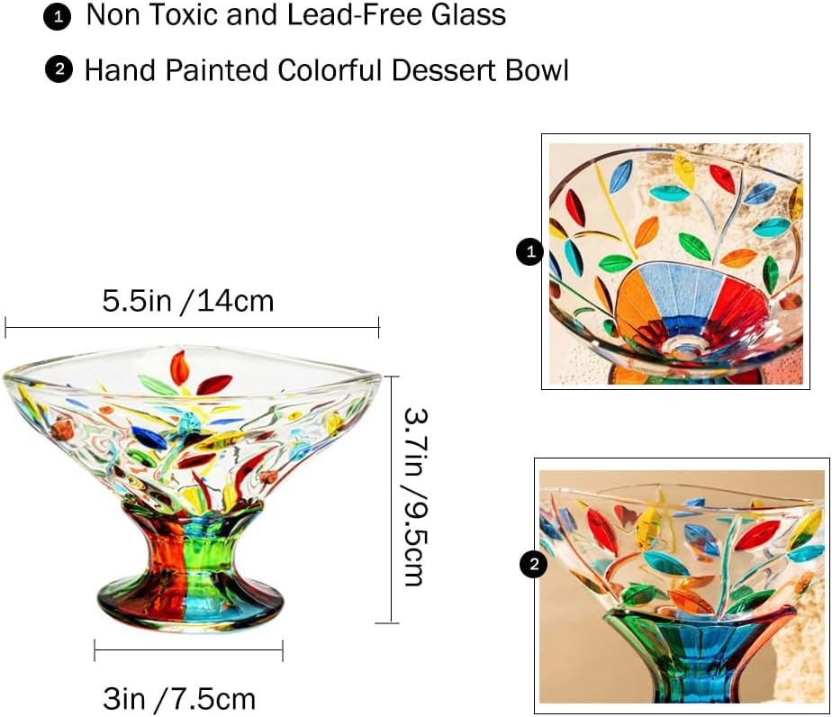 Decorative Candy Dish Crystal Bowl, Colorful Glass Christmas Candy Dish for Centerpieces Decor, Decorative Bowl for Candies, Painted Cu´