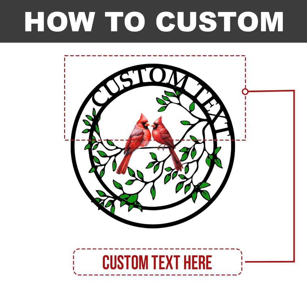 Personalized Name Garden Cardinal Metal Signs, Custom Family Name Outdoor Indoor Wall Decorations, Wall Art for Mom Sister Grandma Dad, Housewarming Gift Birthday Retirement