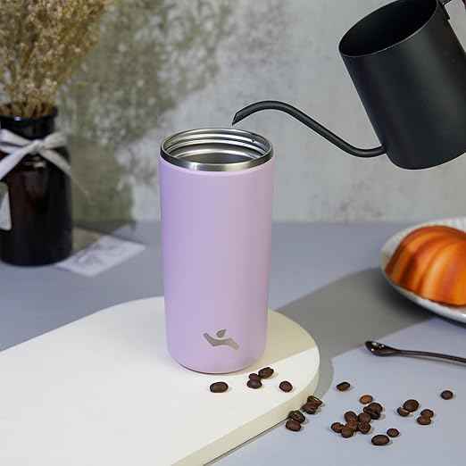 Konokyo Tumbler with Lid, 16 oz Travel Coffee Mug Double Wall Vacuum Stainless Steel Thermal Metal Cup Insulated Water Bottle,Lavender