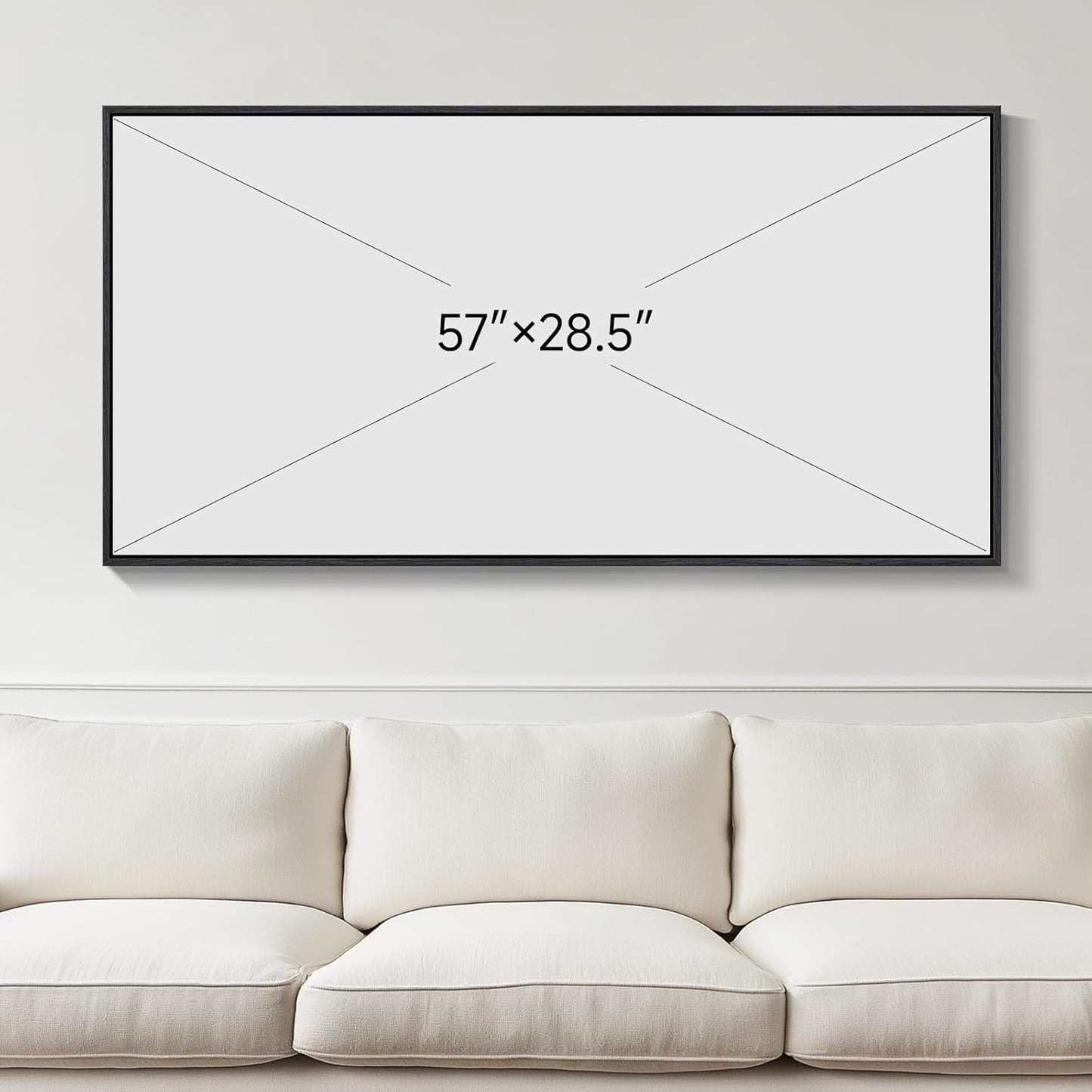Large Framed Abstract Wall Art for Living Room, Horizontal Black and White Landscape Canvas Prints Paintings Artwork for Walls, Neutral Modern Minimalist Pictures Wall Decor for Bedroom Office 30x60