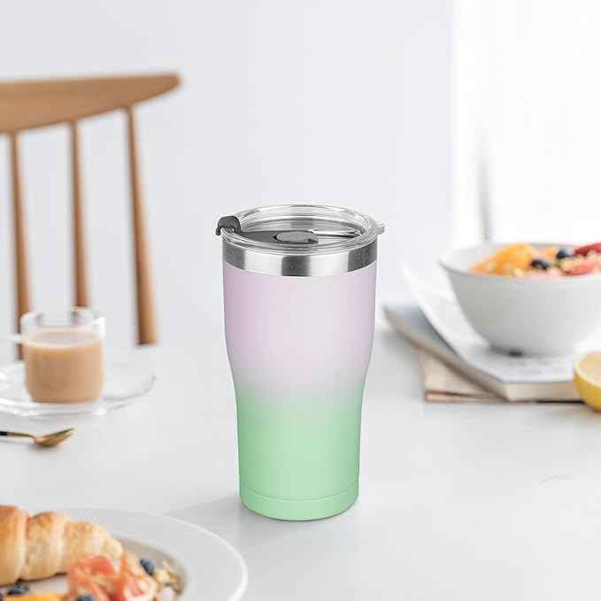 MEZMUT 1 Pack 20oz Insulated Coffee Tumbler with Lids and Straws Double Wall Vacuum Insulated Cup Stainless Steel Travel Mugs Leakproof Powder Coated Tumbler for Indoor Outdoor(Candy Color)