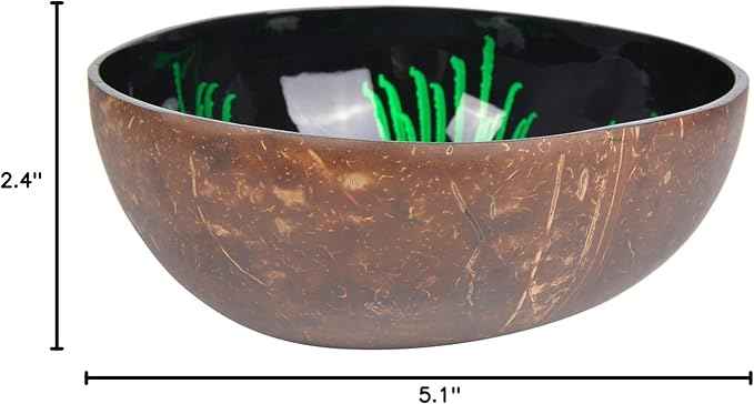 ChezMax Natural Coconut Bowl With Mother of Pearl Inlaid Shell for Entryway Table - Key, Candy, Nuts, Fruits & Dry Snack Storage Container - Round Handcrafted Decoration