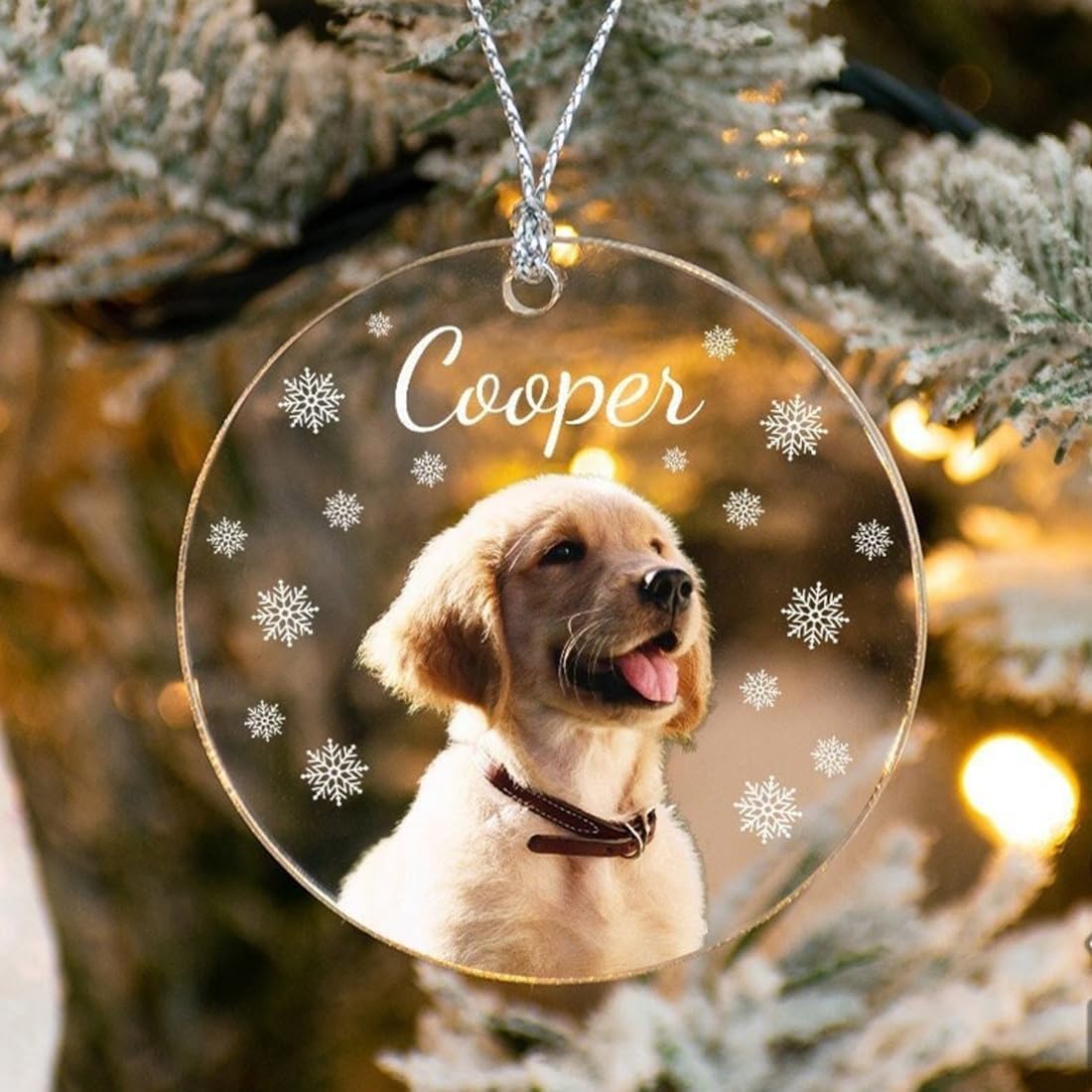 Personalized Dog Photo Ornament, Custom Pet Picture Ornament