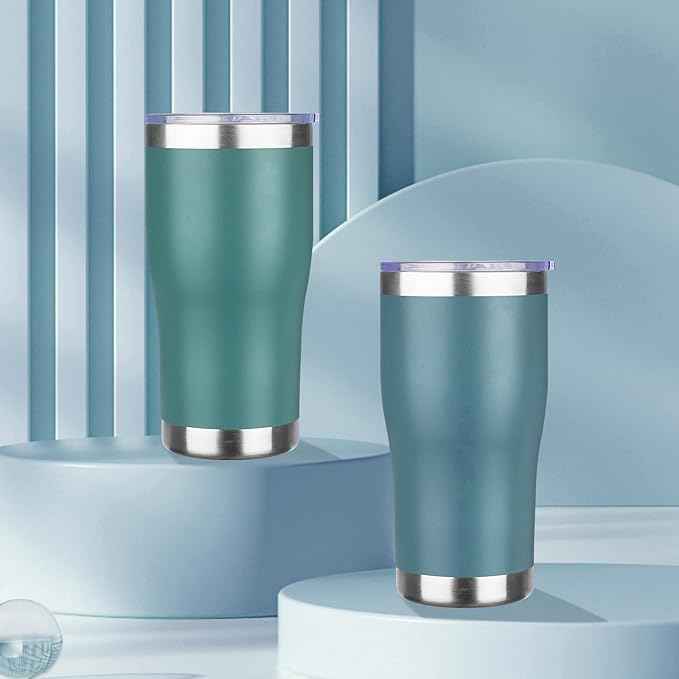 MEZMUT 20oz Coffee Tumbler with Lid and Straw Double Wall Vacuum Insulated Cup Stainless Steel Travel Mugs Insulated for Hot & Cold Leakproof Powder Coated Tumbler for Indoor Outdoor(Mayan Blue)