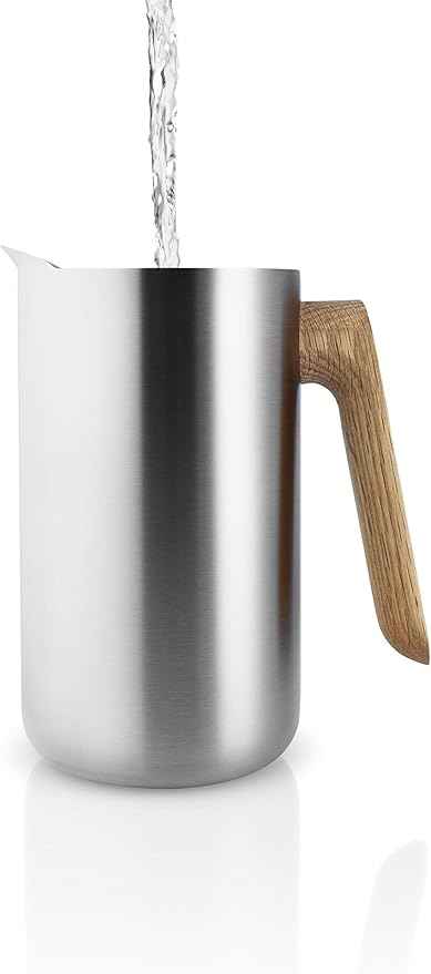 Eva Solo | Nordic Kitchen French Press Coffee Maker 34 oz | Thermo cafetiére Stainless Steel Vacuum Jug with a Oak Wood Handle | Danish Design, Functionality & Quality | Silver