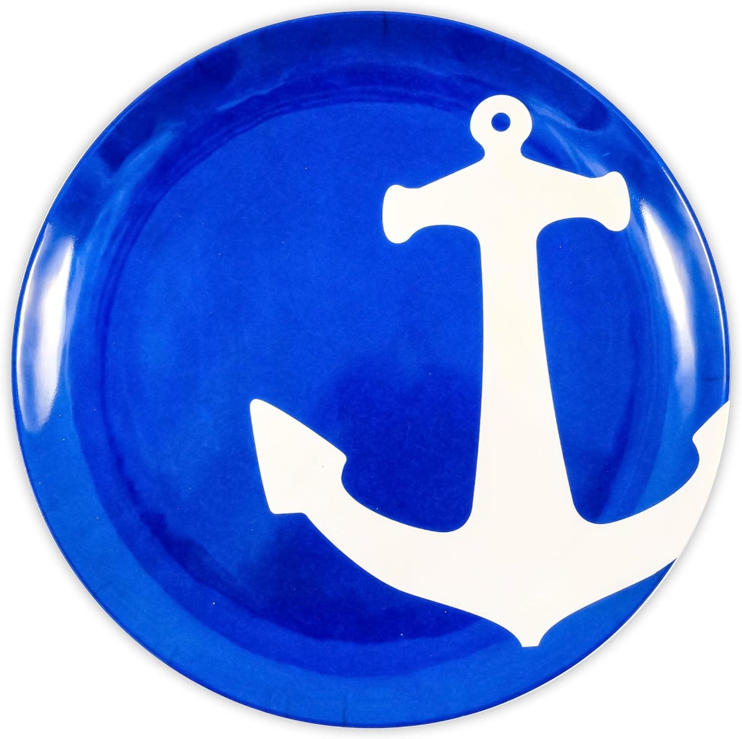 Camco 12 Piece Melamine Dishware Set - Features Blue and White Nautical Design - Includes 4 Bowls, 4 Salad Plates, & $ Dinner Plates - Dishwasher Safe Dish Set (41951)