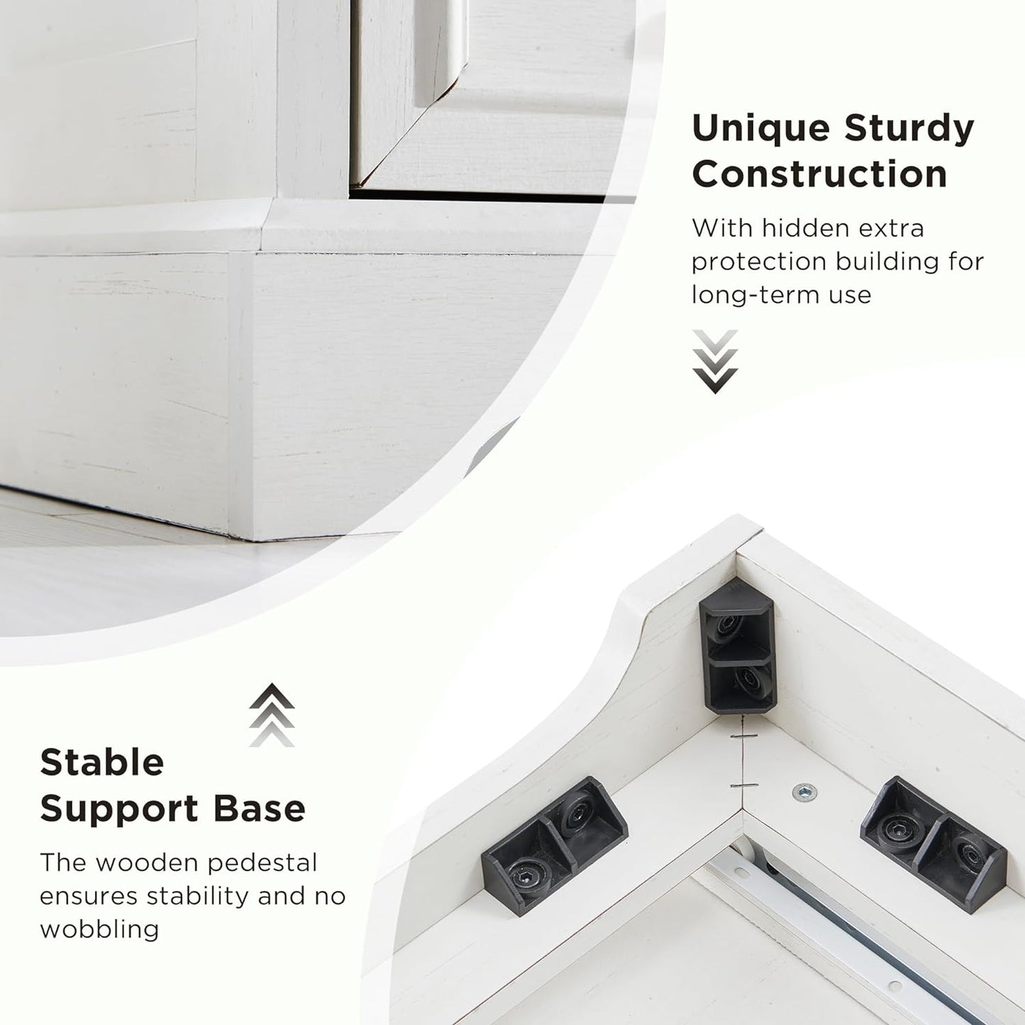 Farmhouse 6 Drawer Dresser for Bedroom, 52 Inch Wide Modern Dresser TV Stand with Large Drawers & Bar Handles, Rustic Wood Chest of Drawers for Bedroom, Living Room, Hallway, Off White