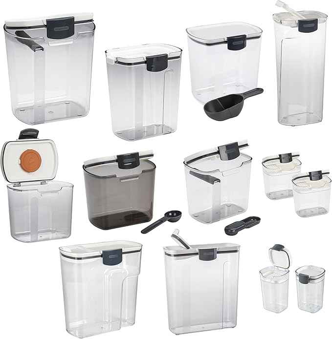 Progressive ProKeeper Baker's Airtight Kitchen Storage Canister Container Set for Flour, Sugar & More, Keeps Ingredients Fresh, with Accessories (Multicolor, 13- Piece)