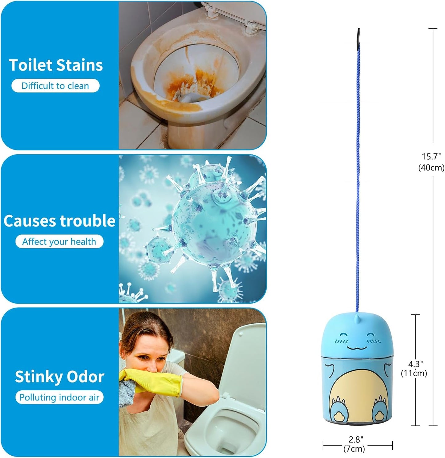 Toilet Bowl Cleaners Bottle Bathroom Toliet Bowl Cleaner with Fresh Ocean Scent Cute Dinosaur Shaped Toilet Tank Cleaner (Blue)