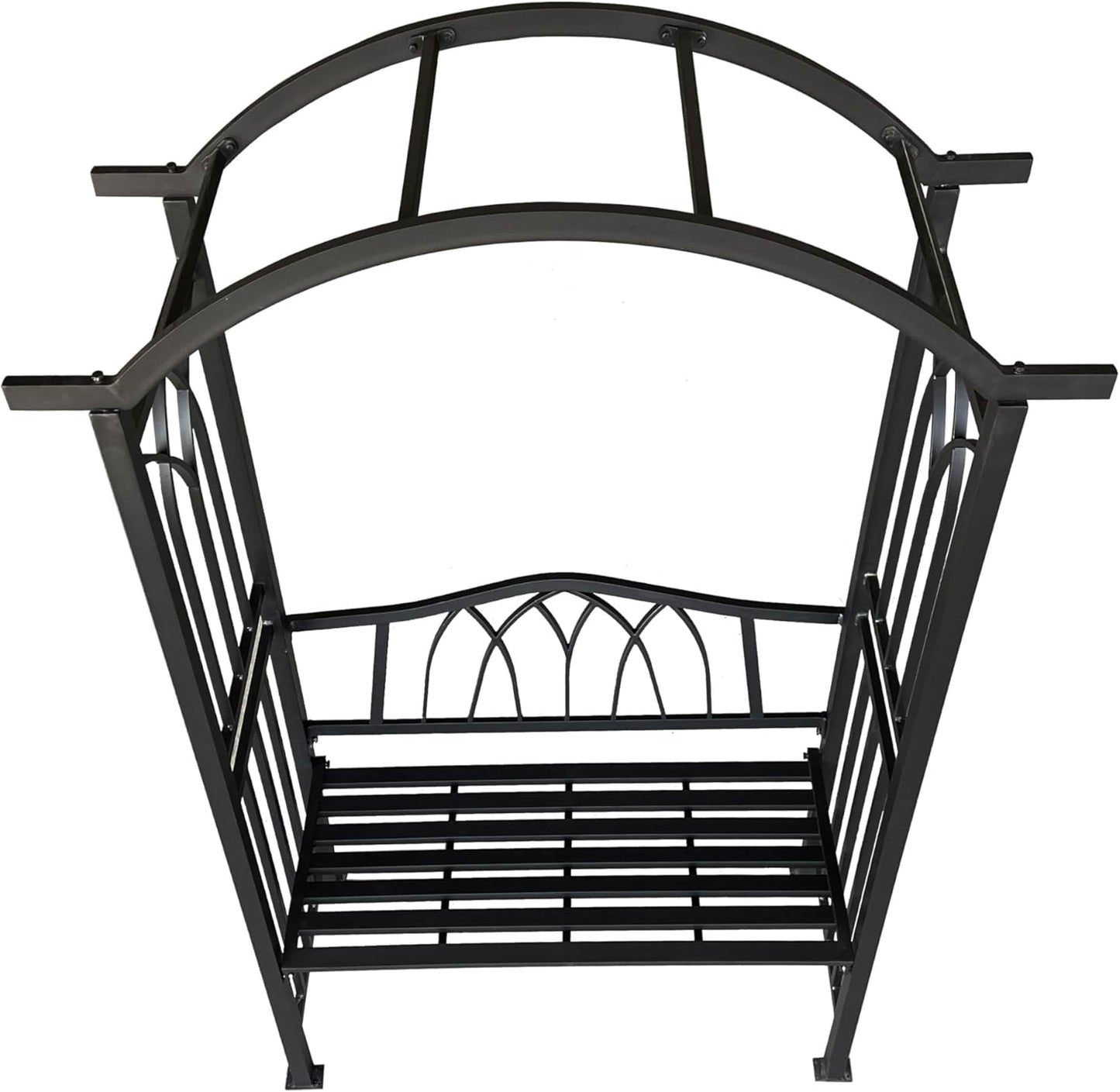 Black Aluminum Garden Arbor Arch with 2-Seater Bench