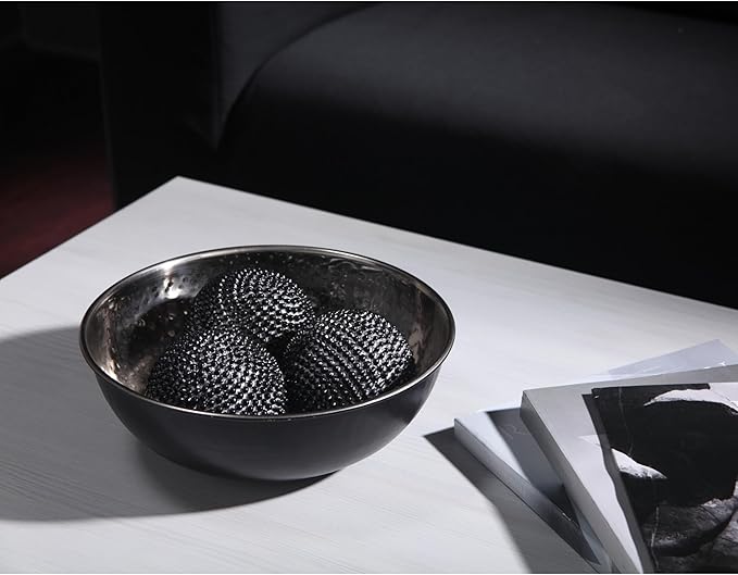 Hosley Metal Decorative Bowl Nickle & Black Finish, 10.25" Diameter – Perfect for Potpourri, LED Candles, Weddings, Centerpieces, Events & Home Décor
