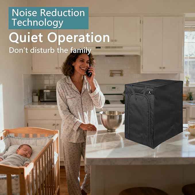 Sound Cover for Ninja Creami, Blender Noise Cover, Blocks 70% Noise,Waterproof, Fireproof, Foldable Quiet Dust Cover for Most Blenders/Ice Cream Maker