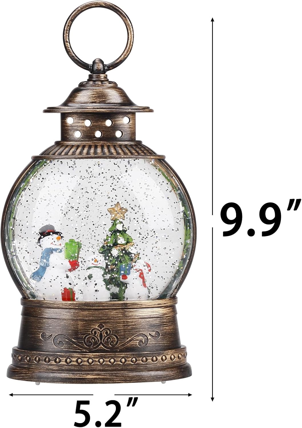 Christmas Snow Globe Lantern, Musical Lighted Snowman and Tree Snow Globes with 6H Timer, Battery & USB Operated Spinning and Swirling Glitter Snow Globes Christmas Decorations