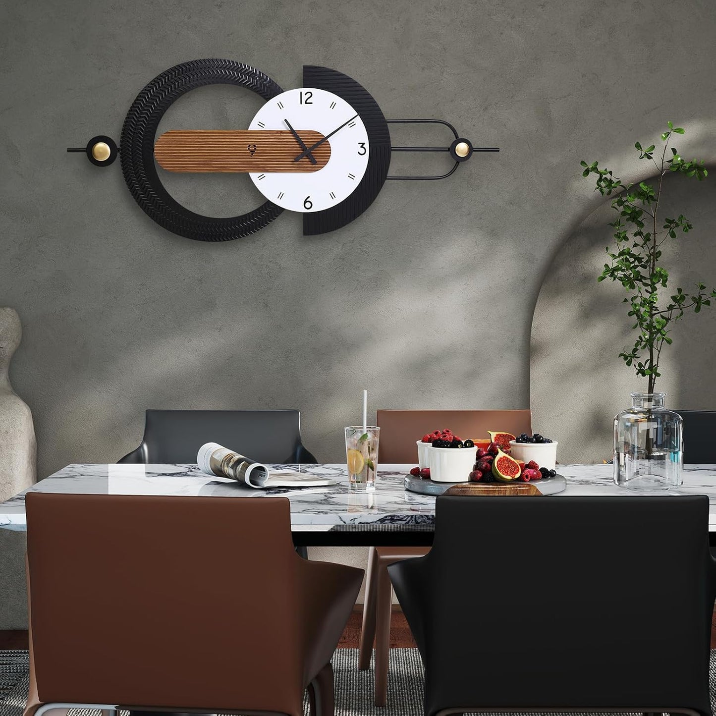 48x18 Inch Oversized Large Wall Clocks-Silent Non Ticking Battery Operated Modern Big Wood Decorative Metal Wall Clock for Living Room, Bedroom,Kitchen,Farmhouse,Office Decor - Black