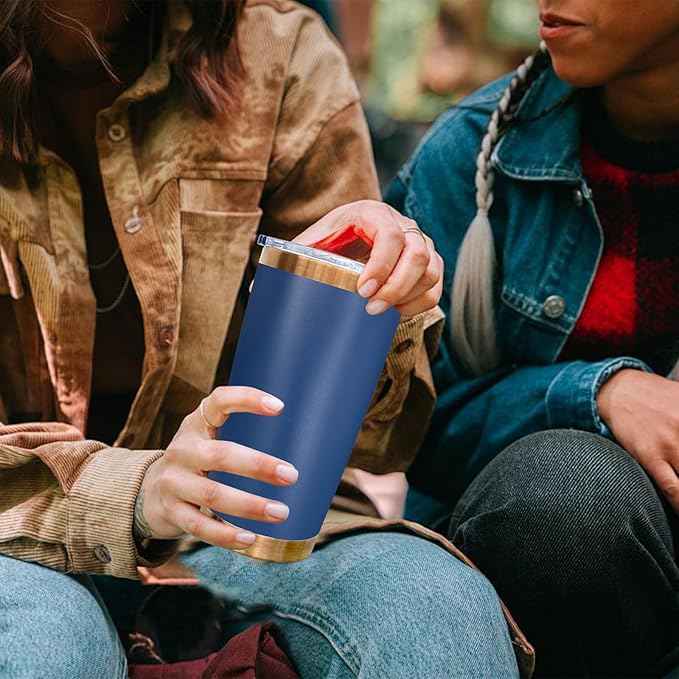20 oz Tumblers Stainless Steel Tumbler with Lid and Straw Insulated Copper Coffee Mug for Laser Graving 21oz Powder Coated Cup(Navy,6 pack)