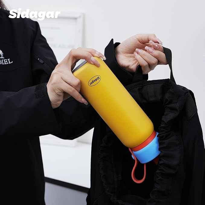 24 oz Tumbler, Insulated Coffee Mug with Lid and Straw, Leak Proof Portable Travel Cup, for Hot and Cold Drinks Drinks Flask for Women Yellow